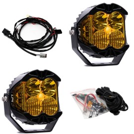 Комплект светодиодных фар Baja Designs LP4 Pro, янтарные линзы, комбинированный свет (Driving Combo), янтарная подсветка, арт. 297813